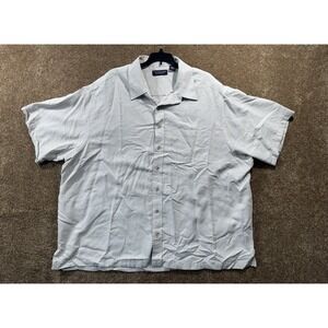 Roundtree And Yorke 3XB Button-down Short Sleeved Shirt Blue Check/Plaid